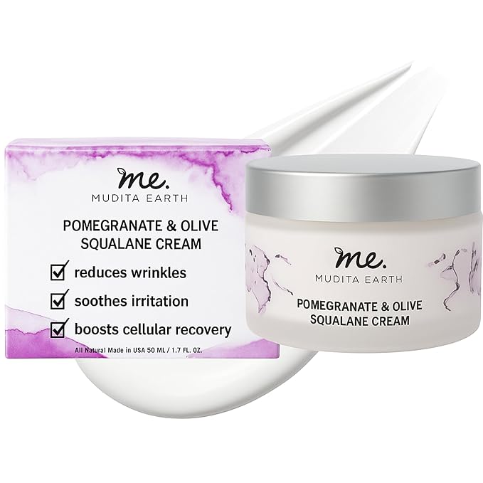 Mudita Earth Squalane Face Cream β 1.7oz | Dermatologist-Tested, Rich Moisturizer for Aging & Dry Skin | Hyaluronic Acid, Pomegranate & Olive, Vegan Caviar for Wrinkles, Dark Spots & Hyperpigmentation