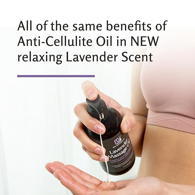 Lavender Massage Oil with Collagen and Stem Cells - Skin Firming Therapy Oil for Cellulite and Quick Absorption on Bum, Thighs, and Belly, 8 fl oz (Pack of 2) by M3 Naturals