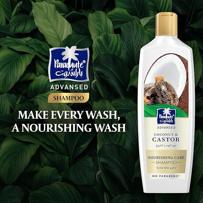Parachute Advansed Anti-Frizz Hair Serum & Castor Shampoo Combo | Smooth, Nourished, & Hydrated Hair | Pack of 2 | 6.7 Fl oz + 11.4 Fl oz