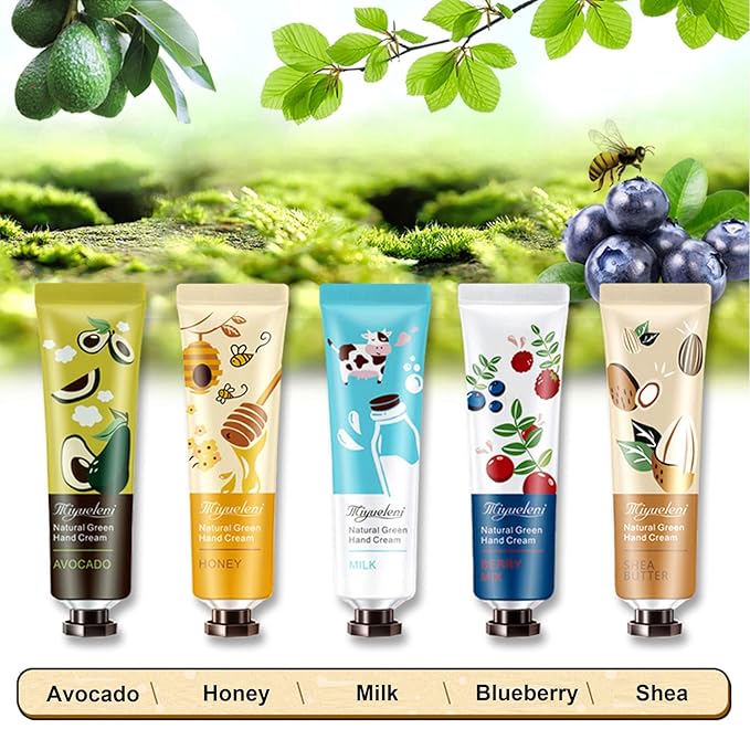 5 Pack Hand Cream For Chapped Hands,Natural Botanical Fragrance Hand Lotion,Mini Hand Cream For Working Dry Hands,Moisturizing Travel Size Hand Cream Set with Natural Botanical For Women-30ml(Fruity)
