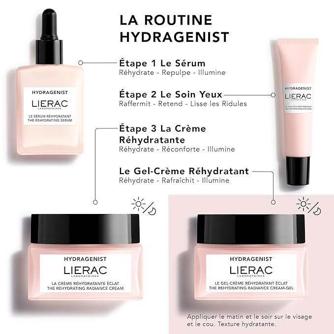 Lierac Rehydrating Radiance Face Cream - Hydrating Formula, Face Moisturizer Cream for Woman, Fine Lines, Hydrating, Tightens & Smooths Skin with Hyaluronic Acid, Sensitive Skin - 50ml
