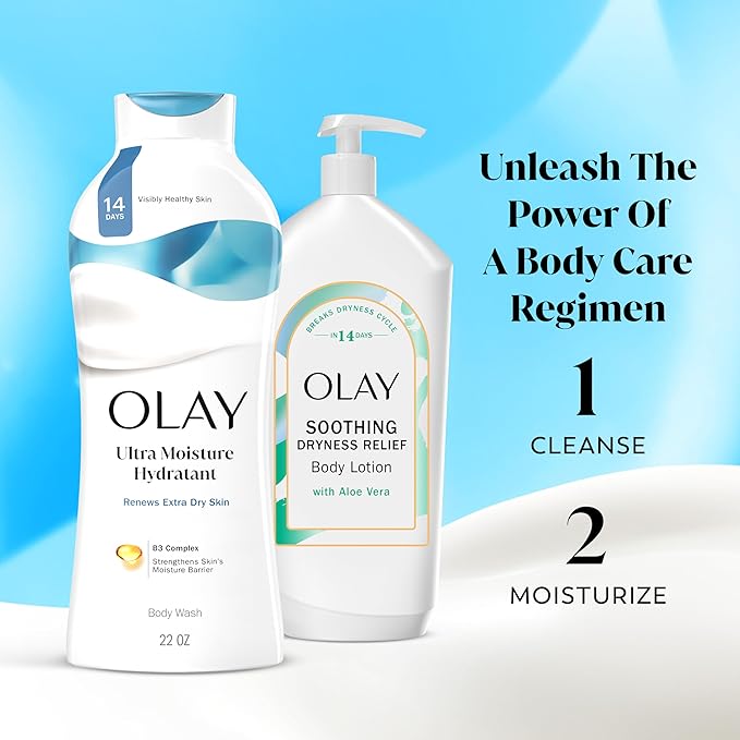 Olay Body Wash for Women, Ultra Moisture, For Extra Dry Skin, 24hr Moisturizing, Hydrating & Refreshing, B3 Vitamin Complex, Free of Parabens & Phthalates, Scented, 22 fl oz