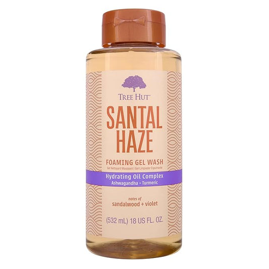 Tree Hut Santal Haze Foaming Gel Wash, Hydrating & Moisturizing Body Wash with Shea Butter & Nourishing Essential Oils, Daily Cleanser for Soft Smooth Skin, 18 fl oz