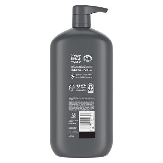 DOVE MEN + CARE Body and Face Scrub Charcoal + Clay Body Wash for Men with 24-Hour Nourishing Micromoisture Technology 30 oz