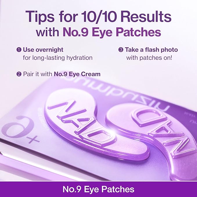 numbuzin No.9 Eye Patches | NAD+ Collagen Under Eye Patches | Dark Circles, Cooling, Puffy Eyes, Eyebags, Wrinkles | Peptides, Caffeine, Niacinamide | Self Care, Gift | 5 Pairs, 10 Patches