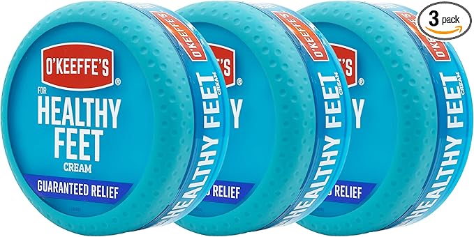 O'Keeffe's for Healthy Feet Foot Cream; Guaranteed Relief for Extremely Dry; Cracked Feet; Instantly Boosts Moisture Levels; 3.2 Ounce Jar; (Pack of 3)