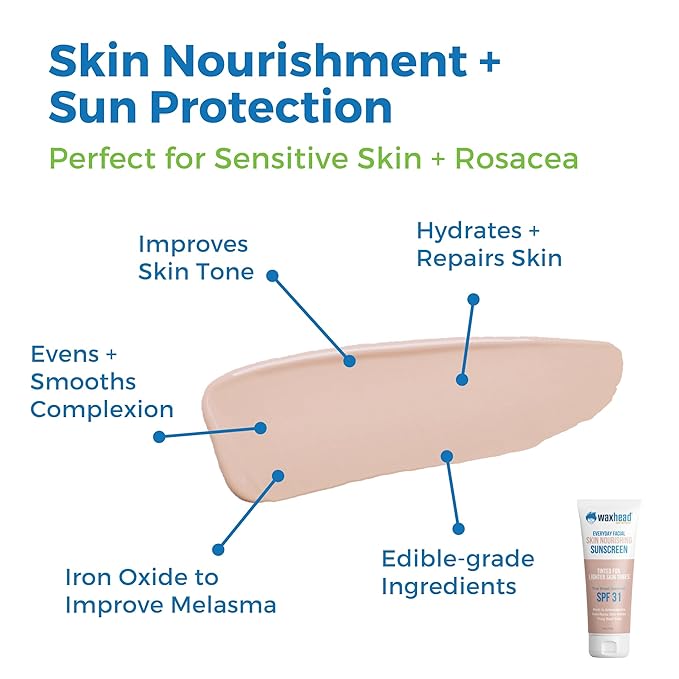Waxhead Tinted Mineral Sunscreen for Face – Sheer Glow BB Cream Moisturizer with SPF 31, Non-Nano Zinc Oxide, Unscented, Non‑Comedogenic Mineral Facial Sunscreen, Primer under Makeup (Light Tint 4oz)