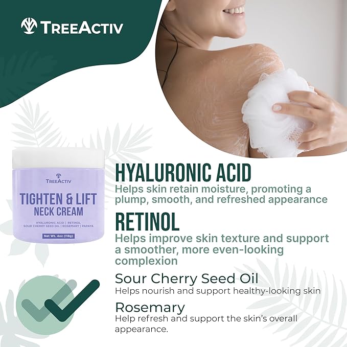 Neck Firming Cream with Hyaluronic Acid, Collagen and Cupuacu Butter Firming Lifting Neck Cream for Wrinkles and Crepe Skin Neck Wrinkle Cream and Moisturizer for Smoother-Looking Skin (4oz)
