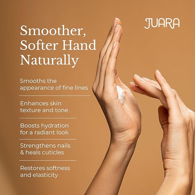 Juara Hand & Nail Balm - Anti Aging Hand Cream for Dry Cracked Hands - Cuticle Treatment with Coconut Oil & Shea Butter - Moisturizing Hand Cream for Women - Natural Ultra-Rich Hand Balm