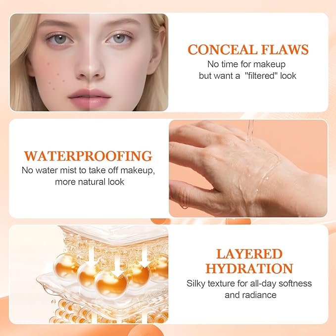 Fivefold Vitamin C Face Cream Brightens and Conceals, 2025 New Moisturizing Cream, Premium Face Serum for Daily Use, Lightweight Concealer Cream for Office, Brightening Moisturizer for Women (3)