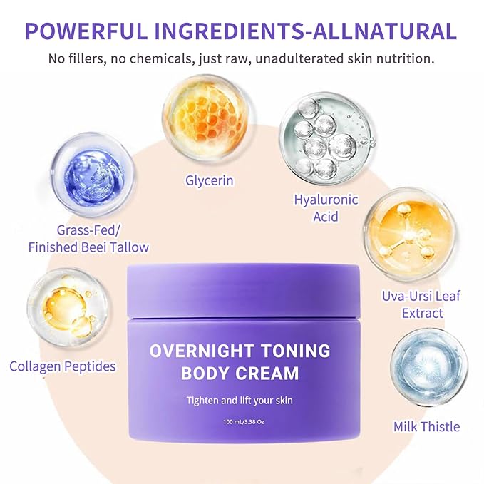 Overnight Toning Whip, Instant Skin Tightening Cream for Body, Body Firming Cream for Women, Improve Skin Sagging and Fine Lines, Natural Ingredients for All skin Types (2PC)