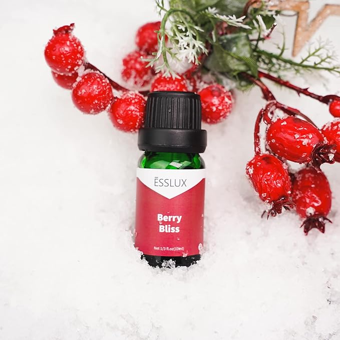 Fragrance Oil, ESSLUX Holiday Set of Scented Oils, Soap & Candle Making Scents, Christmas Essential Oils Gift Set for Home Diffuser, Apple Cider, Forest Pine, Eggnog, Berry Bliss and More