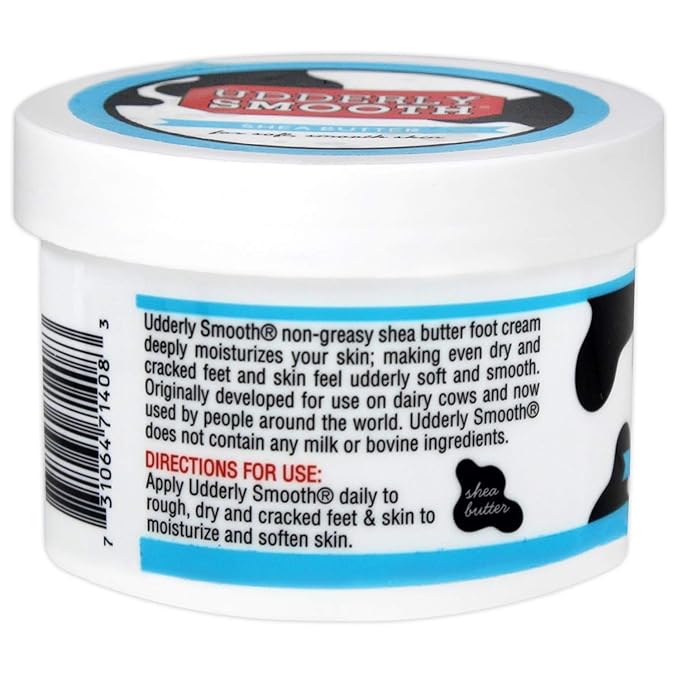UDDERLY SMOOTH Foot Cream with Shea Butter, Lightly Scented, 8 Ounce Jar