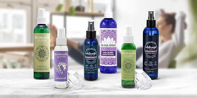 White Sage Smudge Spray for Spiritual Cleansing & Aura Protection, Sage Spray for Cleansing Negative Energy & Protection, Home & Meditation, Clear Quartz Reiki Energized Aromatherapy Room Spray - 8oz
