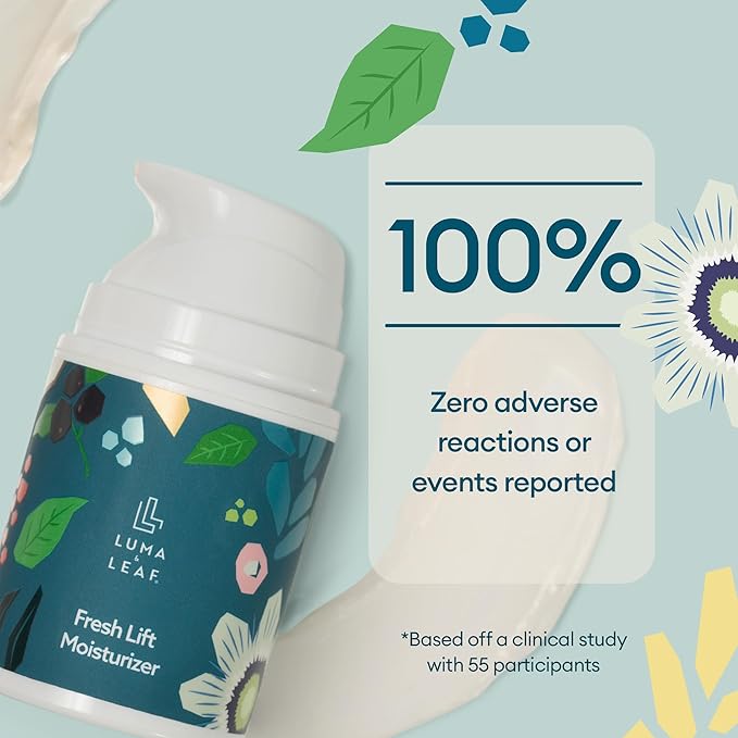 LUMA & LEAF Fresh Lift Peptide Moisturizer | Daily Anti-Aging Face Cream with Hyaluronic Acid & Hibiscus for Firming & Glow | Lightweight Facial Moisturizer for Fine Lines & Wrinkles | 1.7 fl oz