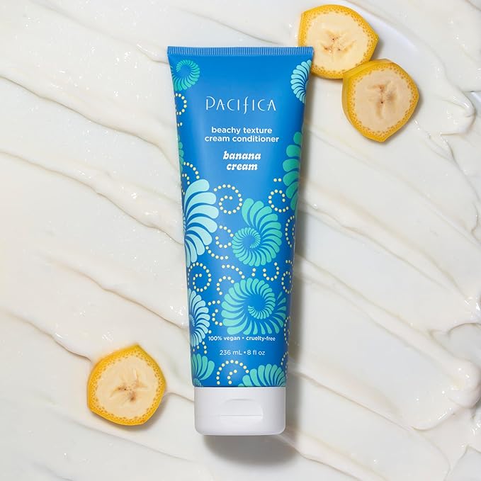 Pacifica Banana Cream Beachy Texture Conditioner – Texturizing Hair Treatment for Natural Beachy Waves, Hydrates & Adds Tousled Body, for All Hair Types Clean Beauty Vegan & Cruelty-Free, 8 Fl Oz