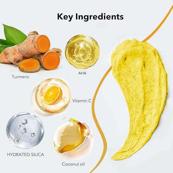 Turmeric Vitamin C Butt Body Scrub Exfoliator for Black Pore Deep Cleaning, Butt Acne/Back Excess Sebum/Oil/Inner Thigh/Elbow/Foot Dead Skin Cell/Ingrown Hair, Body Care-7.06 OZ