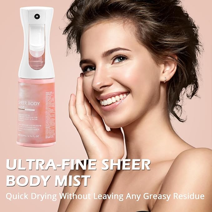 Sunglaze Sheer Body Mist Sunscreen,Lightweight Spray,Broad-Spectrum UV Protection & Hydration,For Active Lifestyles & Sensitive Skin,Ideal for Beach, Outdoor Sports-1pc