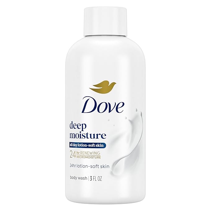 Dove Body Wash Deep Moisture for 24hr Lotion-Soft Skin Moisturizing Skin Cleanser with No Sulfates No Parabens 3 oz