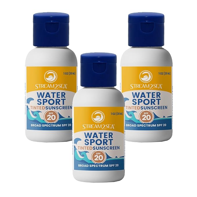 STREAM 2 SEA SPF 20 Tinted Sunscreen Biodegradable and Reef Safe, 1 Fl oz Travel Size Pack of 3, Paraben Free Non Greasy and Moisturizing Mineral Sunscreen For Face and Body Against UVA and UVB