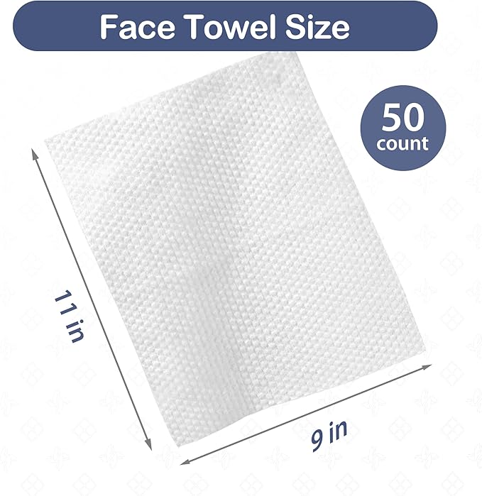 Ourmed Life Face Towels, 11"×9" Disposable Face Towel – Ultra-Soft, Thickened Facial Towelettes, Lint-Free Dry Wipes for Sensitive Skin, Ideal for Makeup Removal & Skincare (50 Count, 1 Pack)