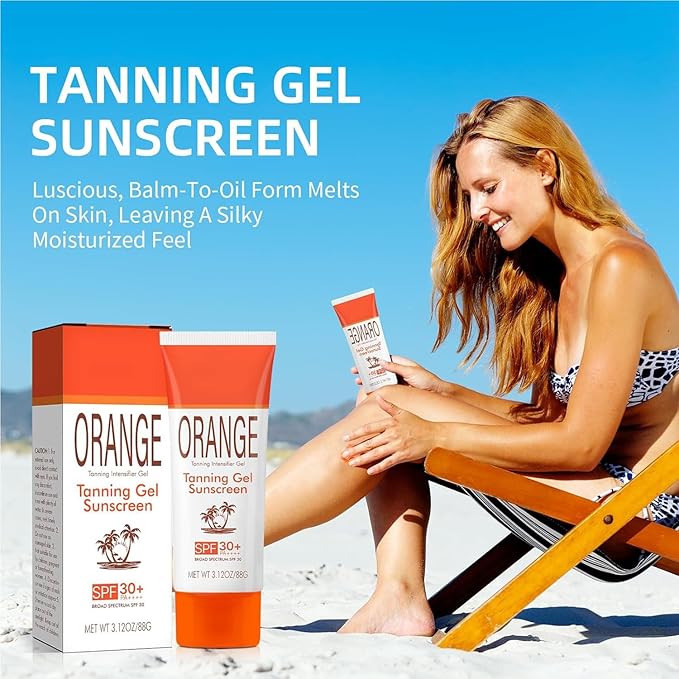 Sun Tanning Gel with SPF 30 Sunscreen, 2PCS Hydrating & Moisturizing Formula Sunscreen, Travel Size Fast-Absorbing Tan Accelerator Sunscreens, Gentle Sun Protection for All Skin Types