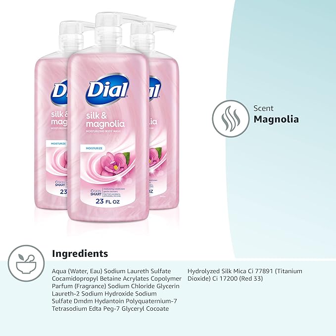 Dial Body Wash, Silk & Magnolia, 23 fl oz (Pack of 3)