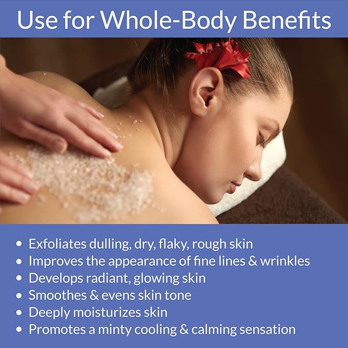 Whole Body Scrub - Infused with Coconut Oil, Exfoliating Sea salt Scrub for Smooth and Soft Skin, Exfoliates & Restores Skin's Natural Biosphere, Peppermint 20 oz
