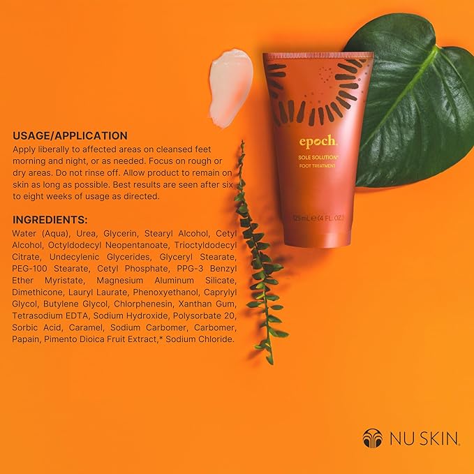 Nu Skin Epoch Sole Solution | Effective Foot Cream for Dry Cracked Heels and Feet | Foot Care with Urea Cream for Feet | Repair Foot Health | Moisturizer & Lotion for Clean Feet | 4 Fl Oz | 2 Pack