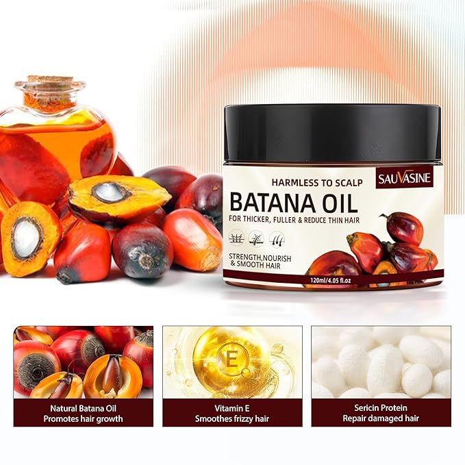 Lanthome Batana Oil for Hair Growth, Natural Dr. Sebi Hair Oil - Prevents Hair Loss, Eliminates Split Ends, Repairs Damaged Hair, Nourishes, for Men & Women- 120mL (4.05 Fl Oz)