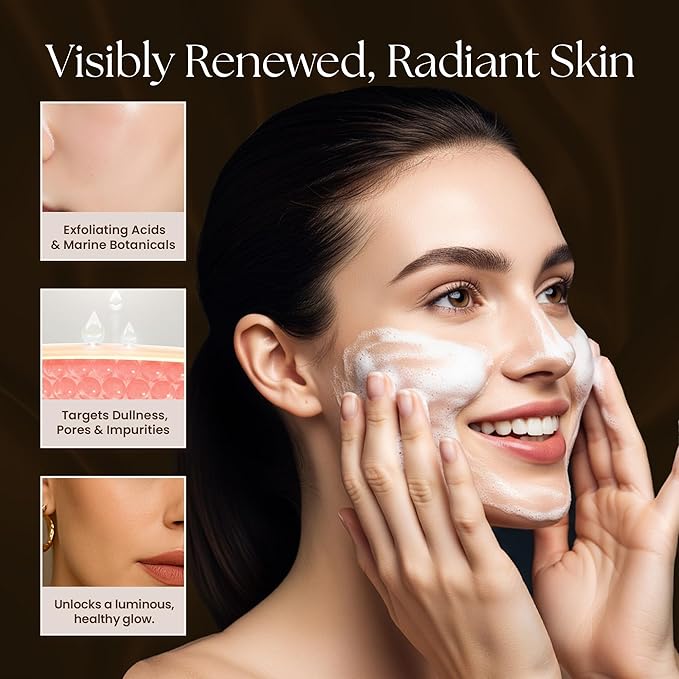 GlycoPeptide Radiance Cleanser β Gentle Exfoliating and Hydrating Face Wash with Glycolic Acid, AHAs, Peptides, Vitamins C and E β Radiance-Enhancing Daily Cleanser β 4.73 fl oz / 140ml