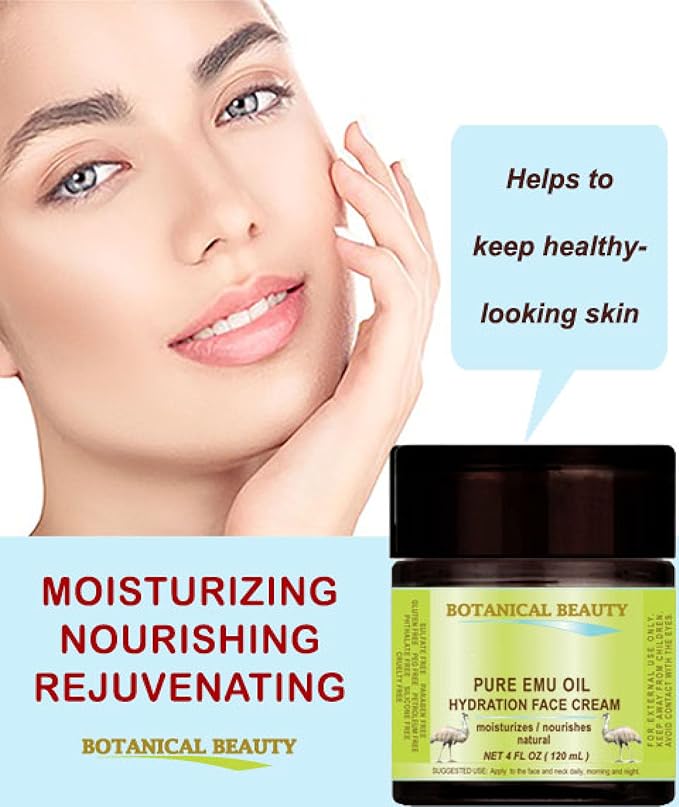 PURE EMU OIL HYDRATION FACE CREAM For Normal - Dry - Sensitive Skin. Moisturizing and Nourishing. 2 Fl. oz. - 60 ml by Botanical Beauty
