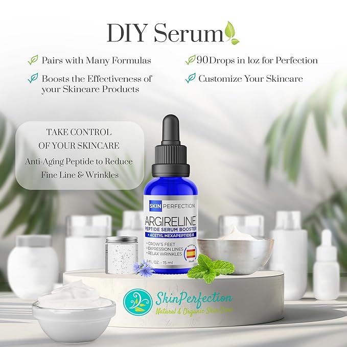 Skin Perfection Argireline Serum - Peptides Serum for Face with Acetyl Hexapeptide-8 for Fine Lines & Wrinkles - Diy Anti Aging Argireline Booster Solution Mix with Any Skincare Products 0.5oz