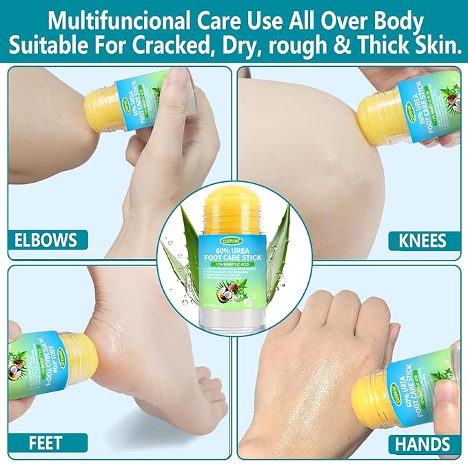 60% Urea Cream Stick with 2% Salicylic Acid, Anti-Cracking Foot & Hand Cream Moisturizer for Dry Cracked Heel Feet, Knee, Elbow, Foot Balm Stick for Callus Remover & Dead Skin Softener (2)
