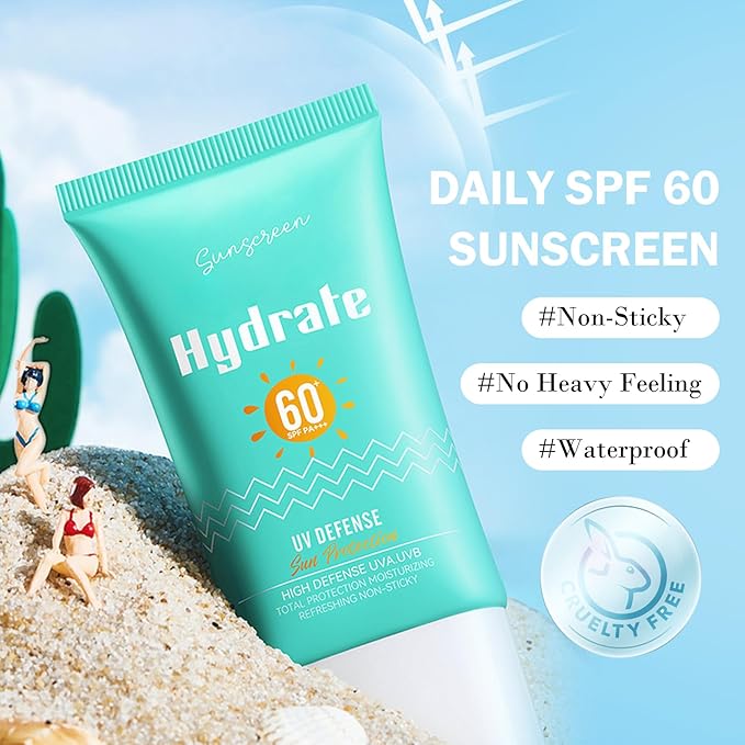 3PCS Sunscreen for Face,Moisturizing Body Face Sunscreen SPF 60+++,Portable Travel Sun Screen,Non-greasy Sun Screen Lotion,Hydrating Sun Block for All Skin Types N