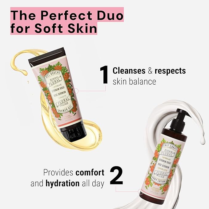 Panier des Sens – Rose Geranium Moisturizing Body Wash for Women & Men - Gentle Shower Gel 95% with Natural Ingredients for Normal, Sensitive Skin - Body Care Made in France, SLS Free, Vegan -6.8 Floz