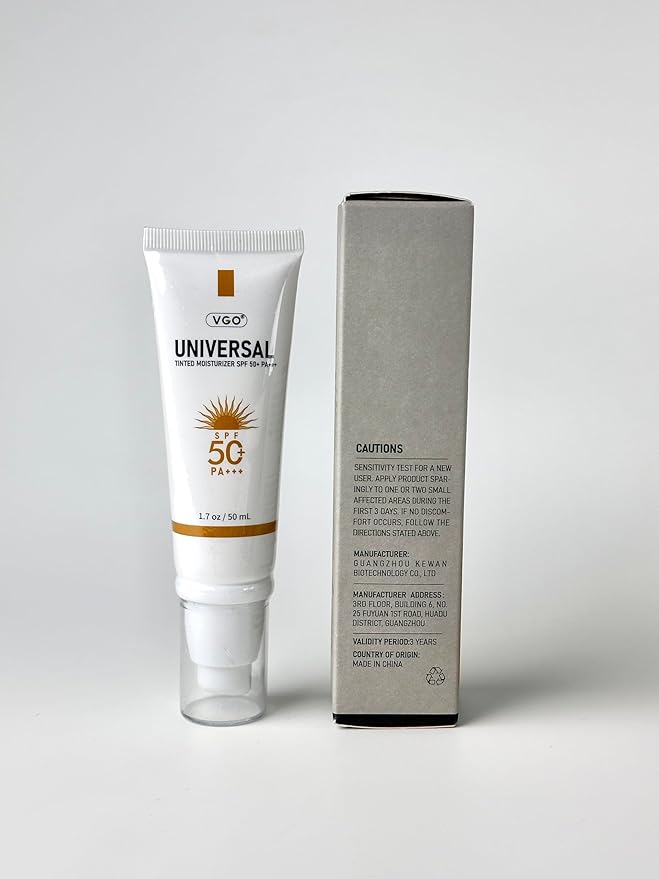 VGO Tinted Sunscreen for Face SPF 50, Hydrating Sun Essence Face Leaves No Sticky Feeling Travel Size Sunscreen Against UVA and UVB Rays 50ml / 1.7oz - 2 Packs