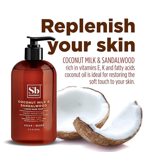 Soapbox Hand Soap Variety Pack (Coconut, Lavender, Meyer Lemon) Liquid Hand Soap, Moisturizing Wash with Shea Butter & Aloe Vera, Pack of 3 Bottles with Pump Dispenser, 12oz Each