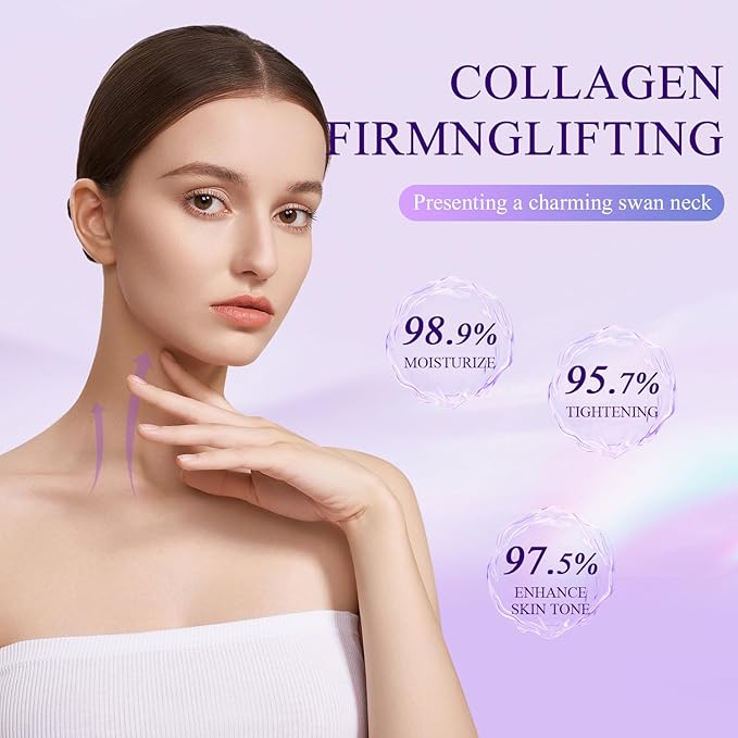 2Pcs Neck Collagen Cream with Roller,Lift Neck Firming Cream, for Tightening and Firming Sagging Skin, Moisturizing Body Cream Reduces the Look of Fine Lines and Wrinkles