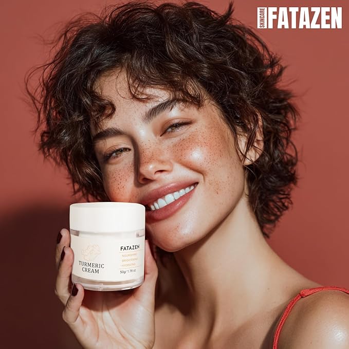Turmeric Face Cream with Hyaluronic Acid & Aloe Vera for Acne-Prone Skin, Non-Comedogenic Daily Brightening Turmeric Moisturizer, Tea Tree Cream Calming Redness & Balancing Oily Sensitive Skin