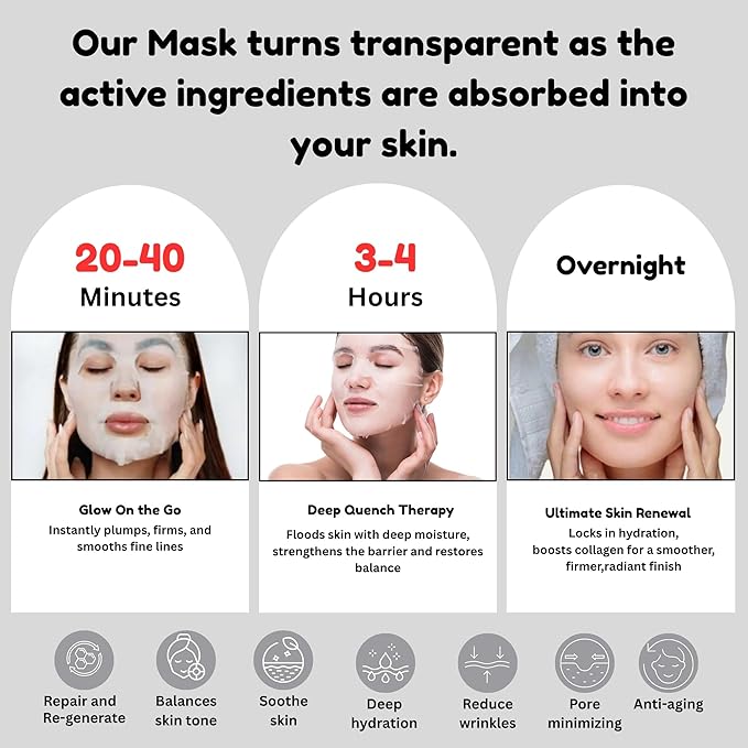 SG Bio- Collagen Real Deep Mask – Overnight Hydrating Collagen Face Masks Skincare| Anti-Wrinkle,Firming,Pore Minimizing,Elasticity Enhancing | Hydrogel Sheet Mask for All Skin Type. (34g x 6-Pack)