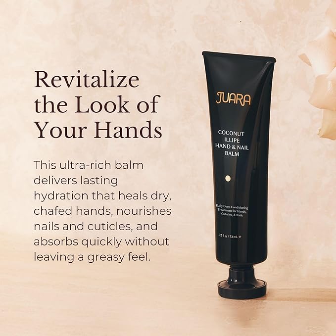 Juara Hand & Nail Balm - Anti Aging Hand Cream for Dry Cracked Hands - Cuticle Treatment with Coconut Oil & Shea Butter - Moisturizing Hand Cream for Women - Natural Ultra-Rich Hand Balm