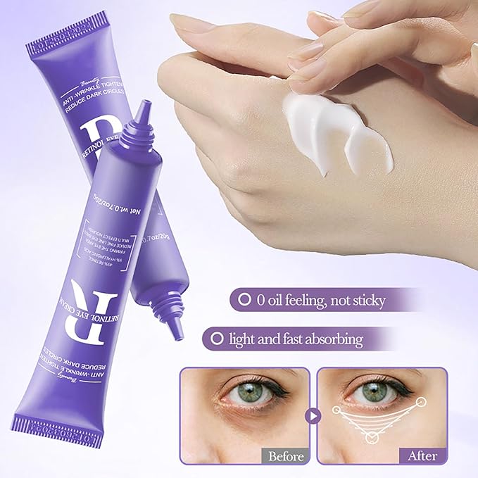 3PCS Retinol Eye Cream for Anti-Aging, Anti-Wrinkle Hydrating Eye Cream with 45% Retinol and 5% Hyaluronic Acid Firming & Repair Dark Circles and Puffiness Reduce Wrinkles and Fine Lines 0.7 oz *3