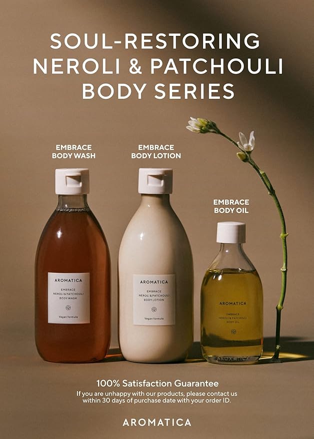 AROMATICA Embrace Body Wash Neroli & Patchouli 10.14fl.oz./300ml - Floral Body Wash for Women | Relaxing Your Body & Mind | Vegan, Sulfate Free