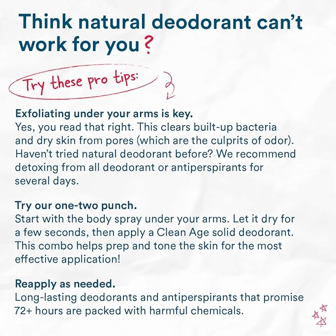 Aluminum Free Deodorant & Body Spray - Waves 4oz - Clean Deodorant and Body Spray for Teen Boys and Girls - With AHA For Body Acne