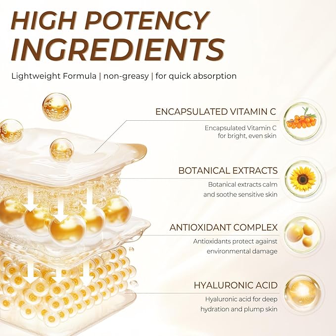 Deep Vitamin C Golden Capsule Hydrating Face Moisturizer, Antioxidant Protection, Lightweight Daily Skincare