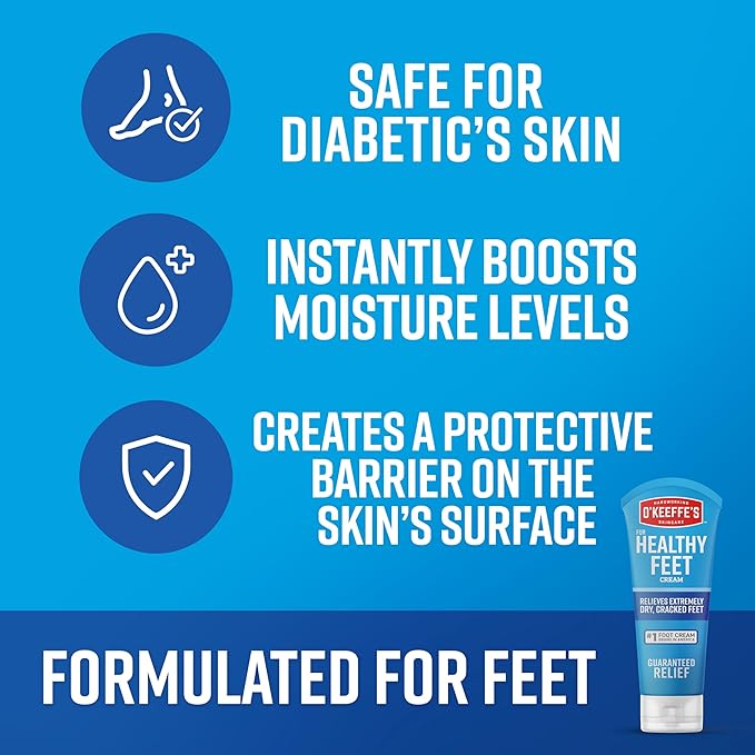 O'Keeffe's for Healthy Feet Foot Cream - 3 oz Tube (2 Pack) - Guaranteed Relief for Extremely Cracked, Dry Feet, Repairing Skincare, Instantly Boosts and Retains Moisture Levels