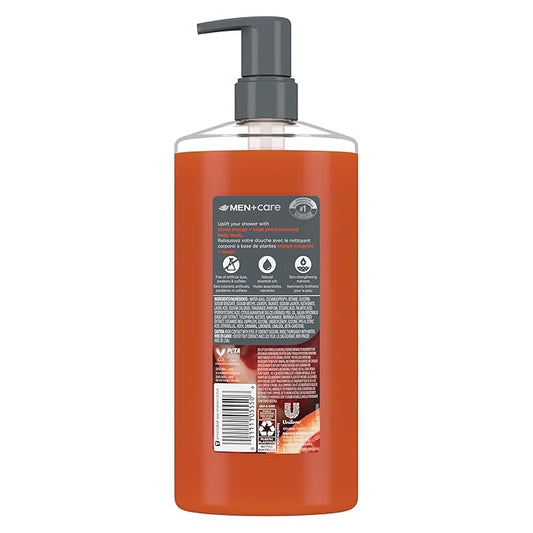 DOVE MEN + CARE Body Wash Blood Orange to Rebuild Skin in the Shower with Plant-Based Cleansers and Moisturizers 26 fl oz