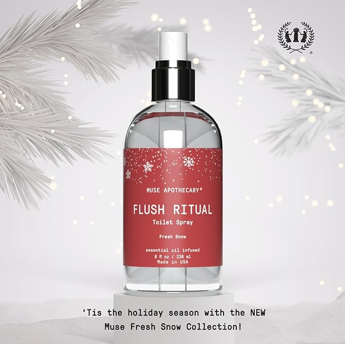 Muse Apothecary Flush Ritual - Aromatic & Refreshing Toilet Spray, Use Before You Go, 8 oz, Infused with Natural Essential Oils - Fresh Snow, Pack of 3