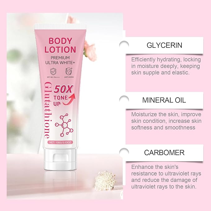 Glutathione 50x Tone Up Body Lotion, 2 Packs Moisturizing and Hydrating Body Lotion, All Over Body Scented Deep Nourishing Skin, Soft and Skin-Friendly for Women (2 Packs)